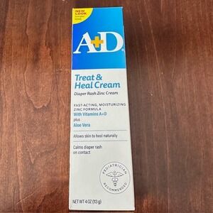 A+D Treat Diaper Rash Cream With Dimethicone + Zinc Oxide 4oz exp 07/28